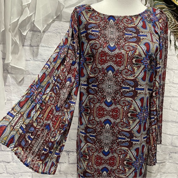 Fire Los Angeles Gorgeous Pleated Long Sleeved Pullover Dress Size XL - Picture 1 of 7